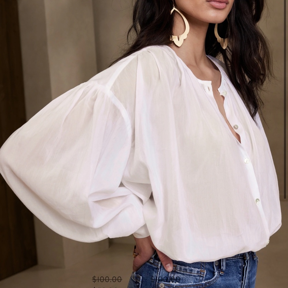 Banana Republic West Oversized Cotton Silk Shirt.